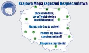mapa Polski, napis krajowa mapa zagrożeń bezpieczeństwa.