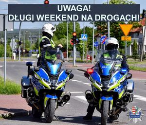 dwóch policjantów na motocyklach służbowych.