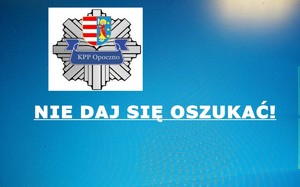 logo policji, napis nie daj się oszukać.