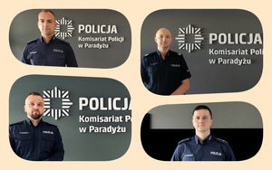 wizerunki czterech policjantów z komisariatu policji w Paradyżu.