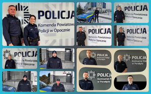 sylwetki policjantów w mundurach.